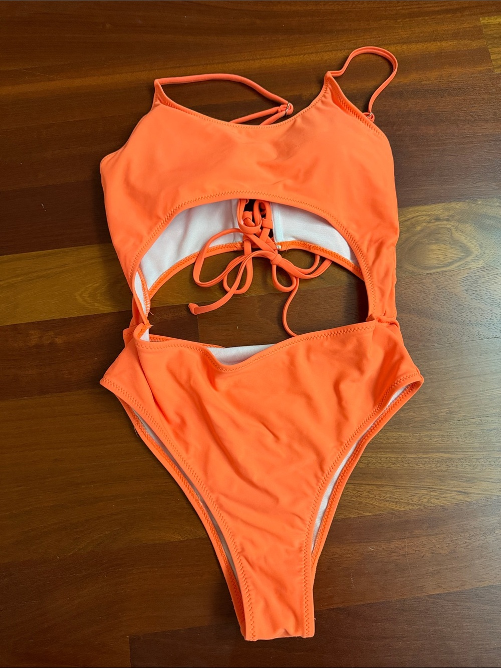 Kids Orange Cutout One-Piece Swim Suit - Unbranded
